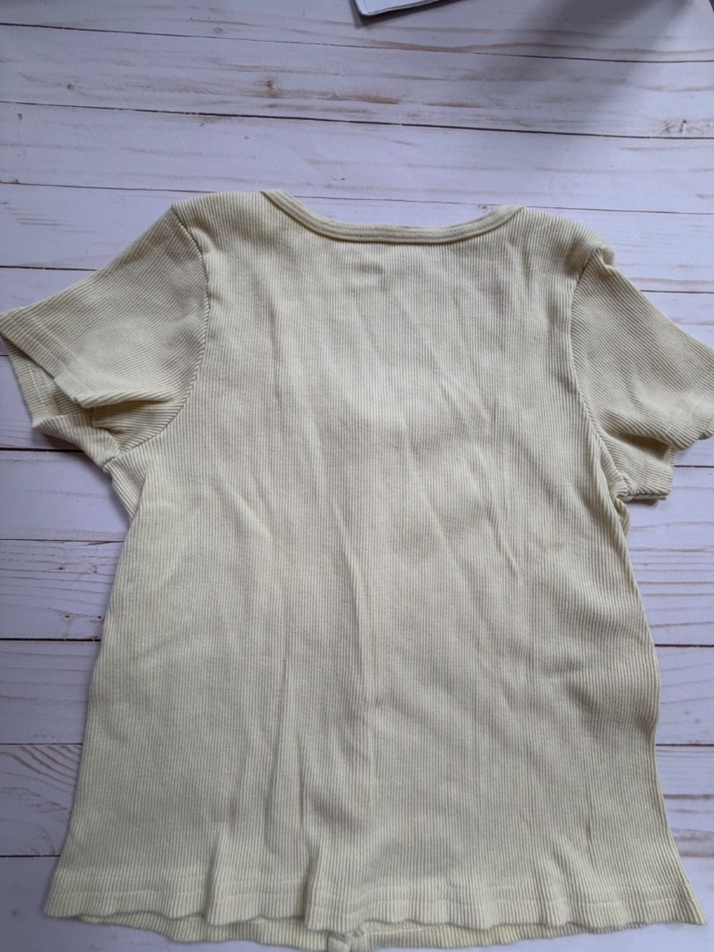John Galt Yellow Ribbed Top Button Front Tee Brandy Melville Style - Picture 6 of 6